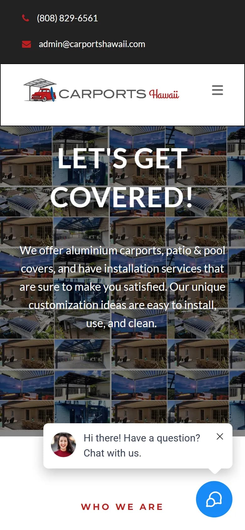 Carports Hawaii on a phone