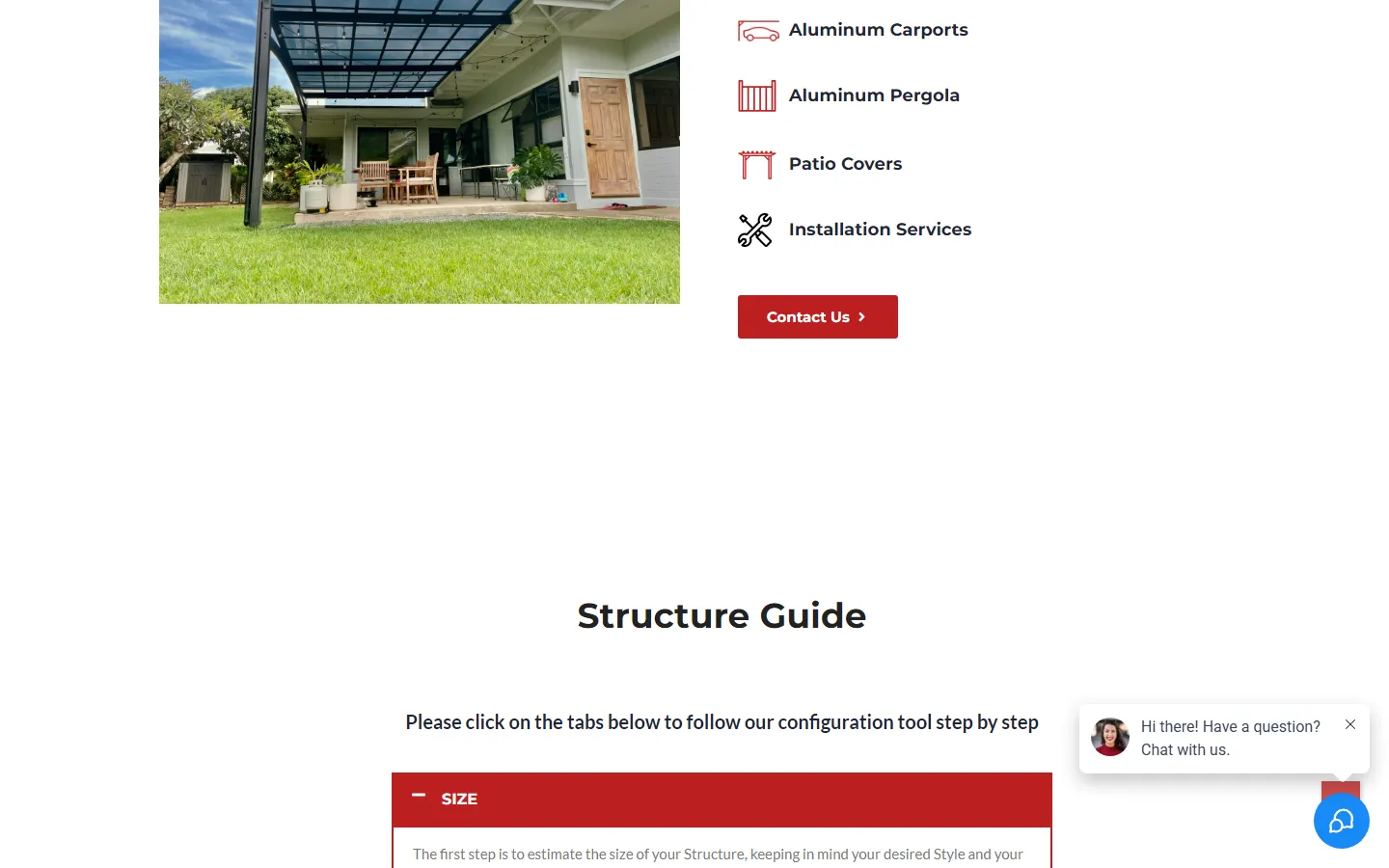 Carports Hawaii page section on desktop